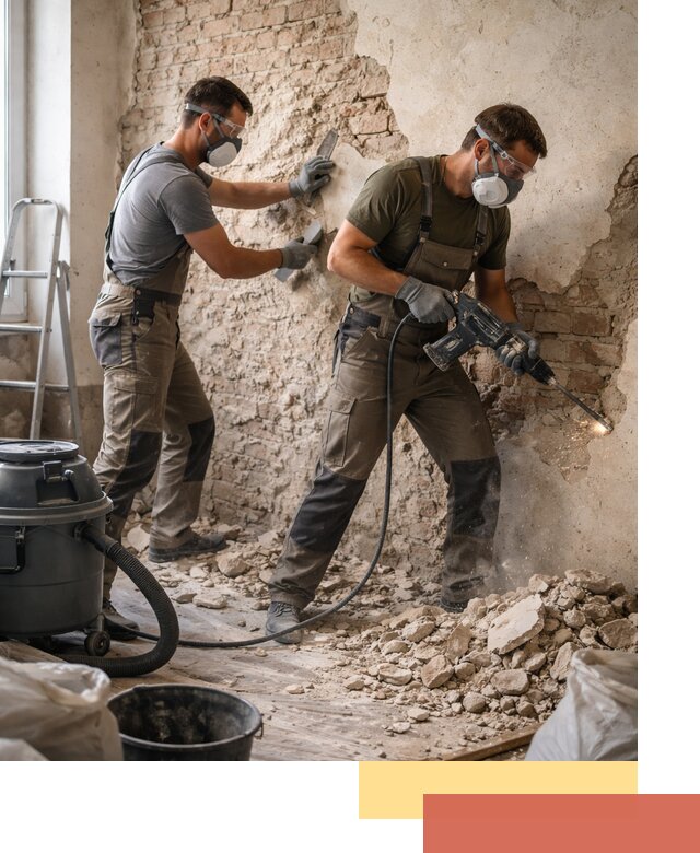 Демонтаж штукатурки со стен в Усолье-Сибирском быстро и аккуратно