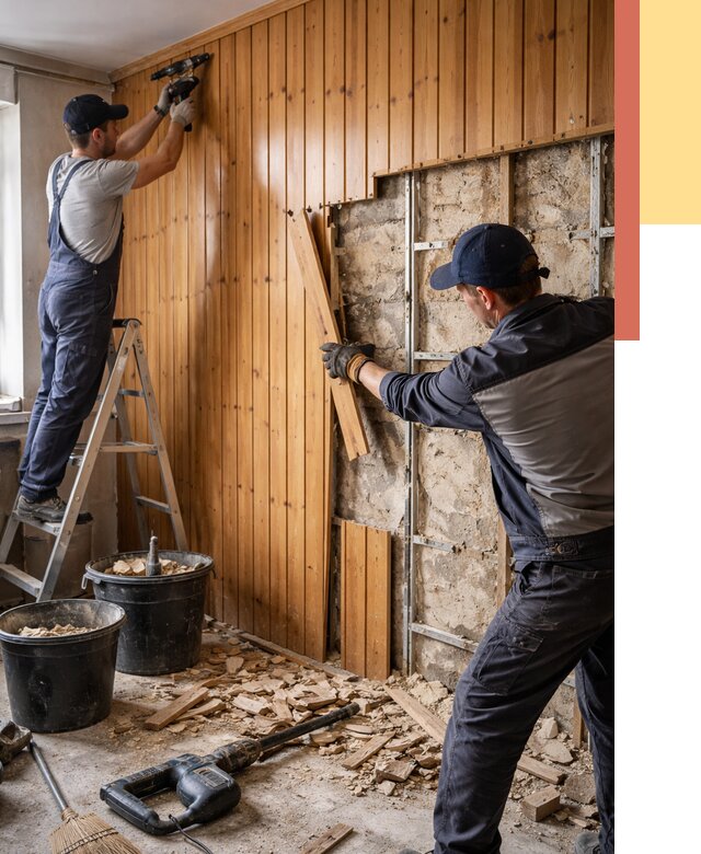 Демонтаж вагонки со стен в Усолье-Сибирском от 1496 руб. — снятие, удаление, срочно | ОТДЕЛОЧНИК-Сль