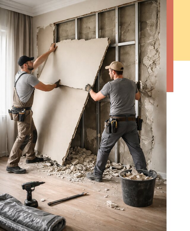 Демонтаж гипсокартона со стен в Усолье-Сибирском от 361 руб. — услуги демонтажа | ОТДЕЛОЧНИК-Сль