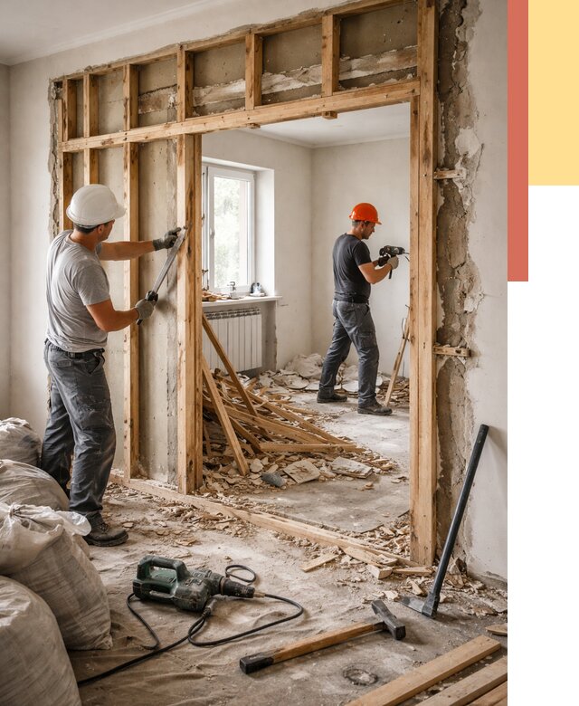 Демонтаж деревянных перегородок в Усолье-Сибирском от 3302 руб. — быстро и недорого | ОТДЕЛОЧНИК-Сль