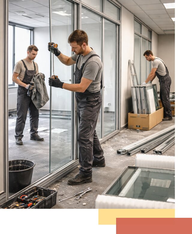 Демонтаж стеклянных перегородок в Усолье-Сибирском быстро и безопасно