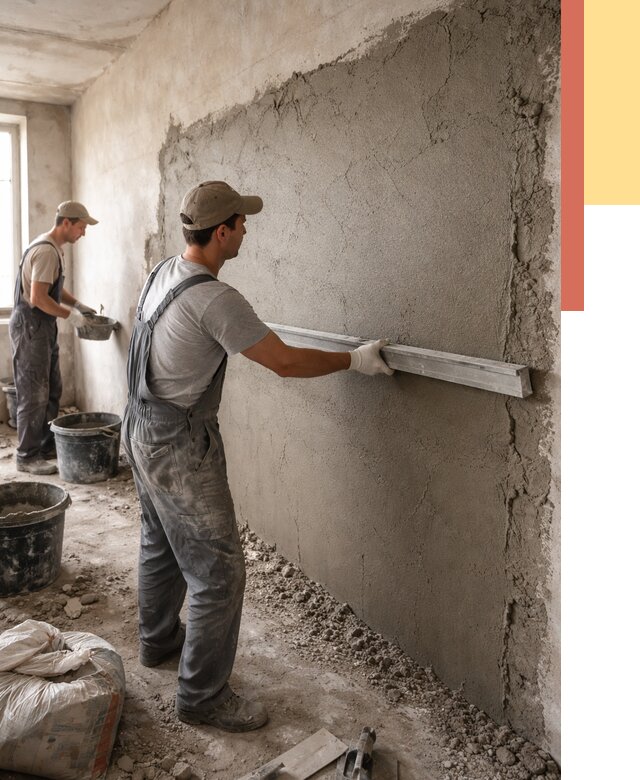 Цементная штукатурка стен в Усолье-Сибирском от 4644 руб/м2 — быстро и недорого | ОТДЕЛОЧНИК-Сль