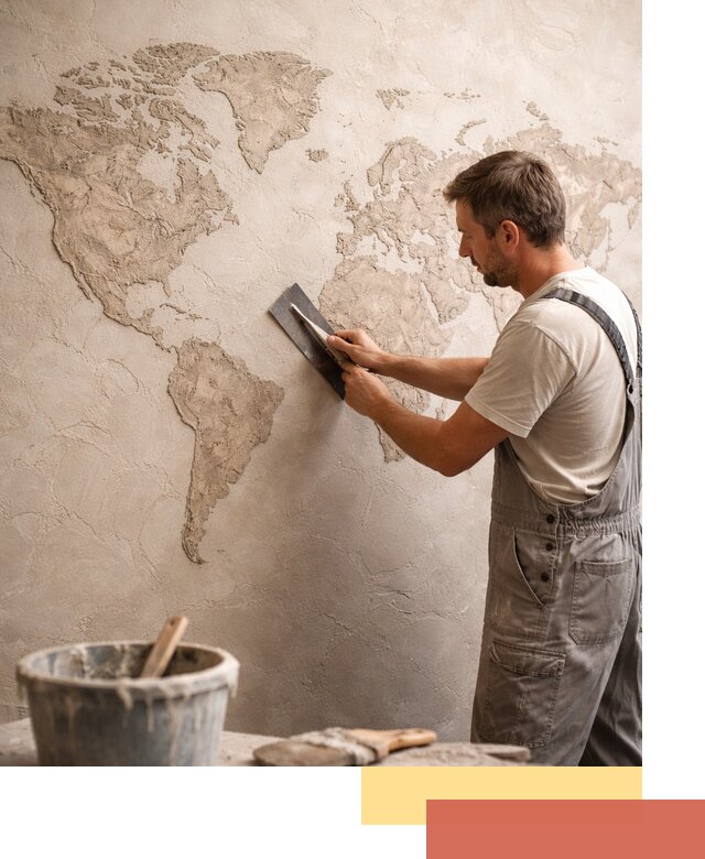Декоративная штукатурка «Карта мира» под ключ в Усолье-Сибирском