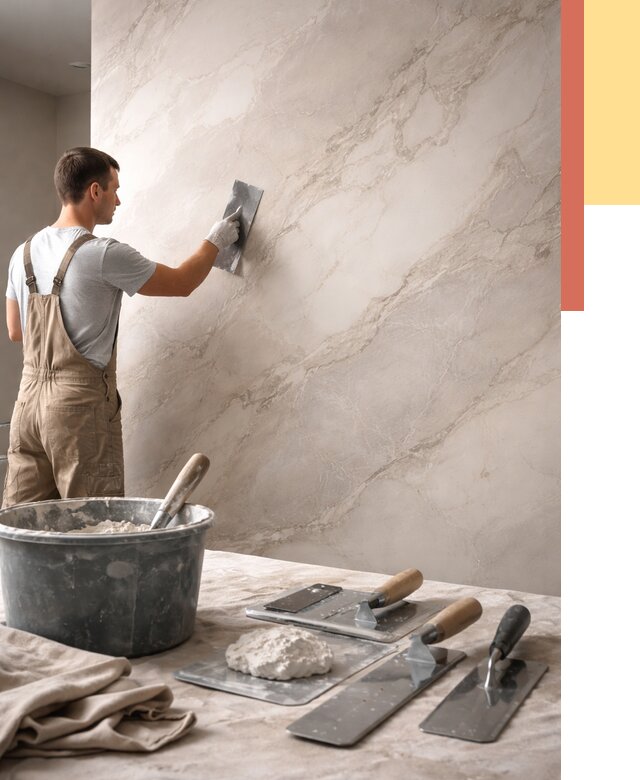 Декоративная штукатурка под мрамор в Усолье-Сибирском от 2890 руб./м² — быстро и недорого | ОТДЕЛОЧНИК-Сль