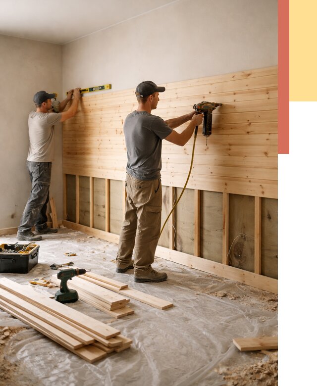 Монтаж деревянной вагонки на стены в Усолье-Сибирском от 7740 руб. | Услуги монтажа вагонки | ОТДЕЛОЧНИК-Сль