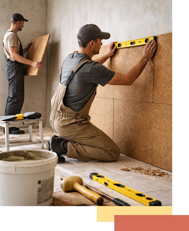 Монтаж пробковых панелей на стены в Усолье-Сибирском быстро и качественно