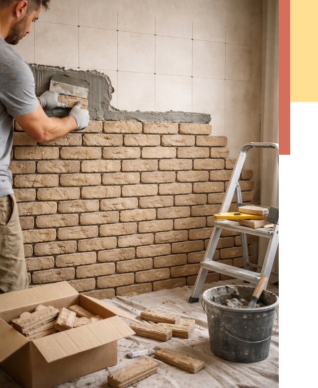 Монтаж декоративного кирпича в Усолье-Сибирском от 3302 руб./м² — быстро и недорого | ОТДЕЛОЧНИК-Сль