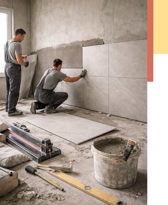 Облицовка стен керамогранитом в Усолье-Сибирском от 4334 руб./м² — услуги под ключ | ОТДЕЛОЧНИК-Сль