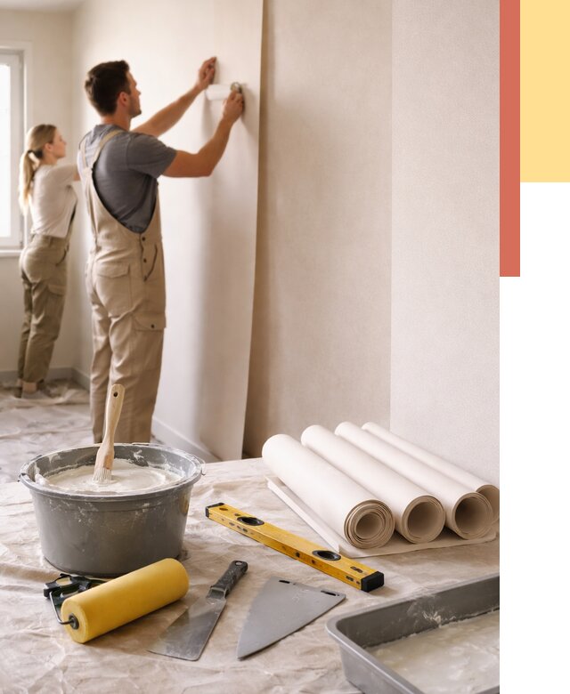 Поклейка бумажных обоев в Усолье-Сибирском от 5676 руб./м2 — быстро и недорого | ОТДЕЛОЧНИК-Сль