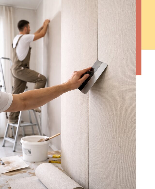 Поклейка текстильных обоев в Усолье-Сибирском от 4644 руб. под ключ | ОТДЕЛОЧНИК-Сль