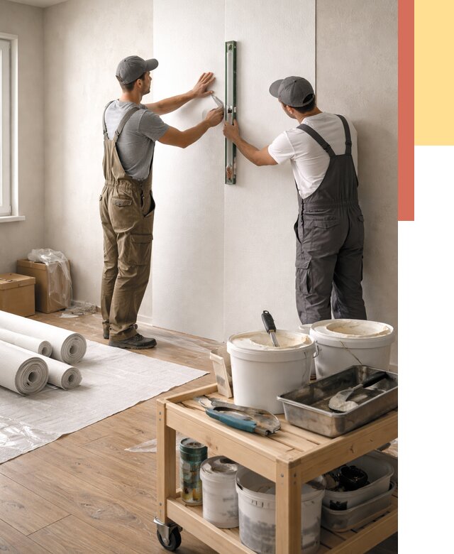 Поклейка стеклообоев в Усолье-Сибирском от 6708 руб. за м2 — быстро и недорого | ОТДЕЛОЧНИК-Сль