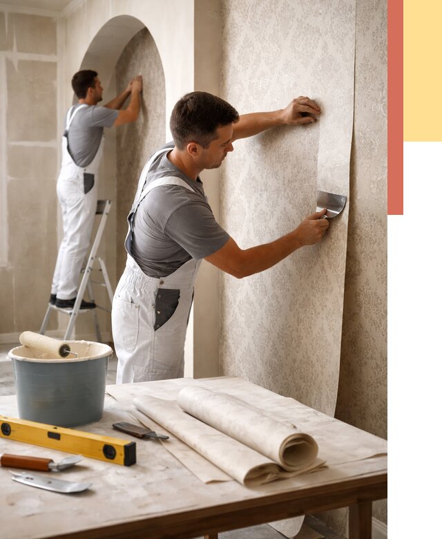 Поклейка обоев на сложные стены в Усолье-Сибирском от 2890 руб. под ключ | ОТДЕЛОЧНИК-Сль