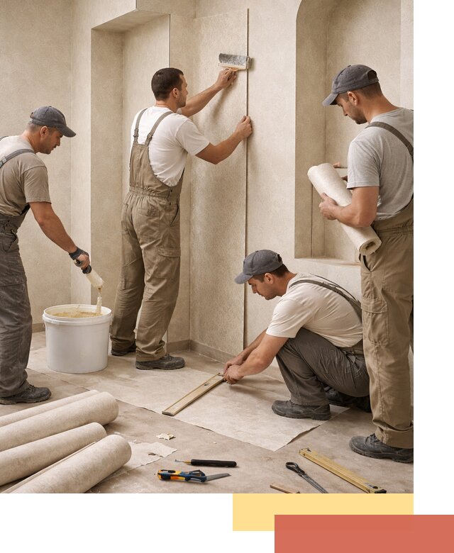 Поклейка обоев на сложные стены и неровные поверхности в Усолье-Сибирском