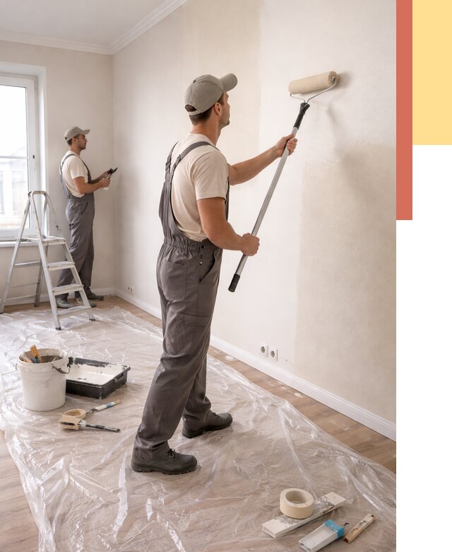 Покраска стен акриловой краской в Усолье-Сибирском от 3612 руб./м² — быстро и недорого | ОТДЕЛОЧНИК-Сль