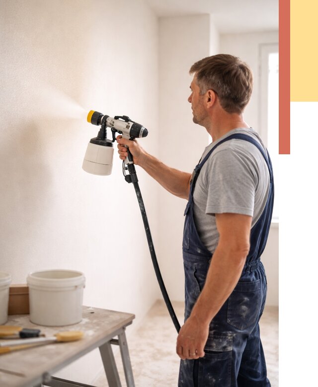 Покраска стен краскопультом в Усолье-Сибирском от 7740 руб. — механизированная покраска | ОТДЕЛОЧНИК-Сль