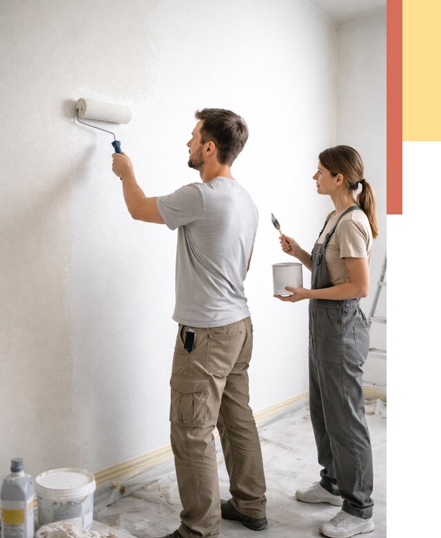 Окраска стен по стеклохолсту в Усолье-Сибирском от 4644 руб/м² под ключ | ОТДЕЛОЧНИК-Сль