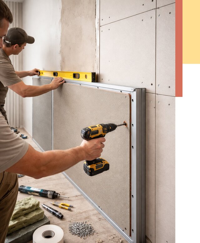 Шумоизоляция стен панелями ЗИПС в Усолье-Сибирском от 2270 руб./м² под ключ | ОТДЕЛОЧНИК-Сль