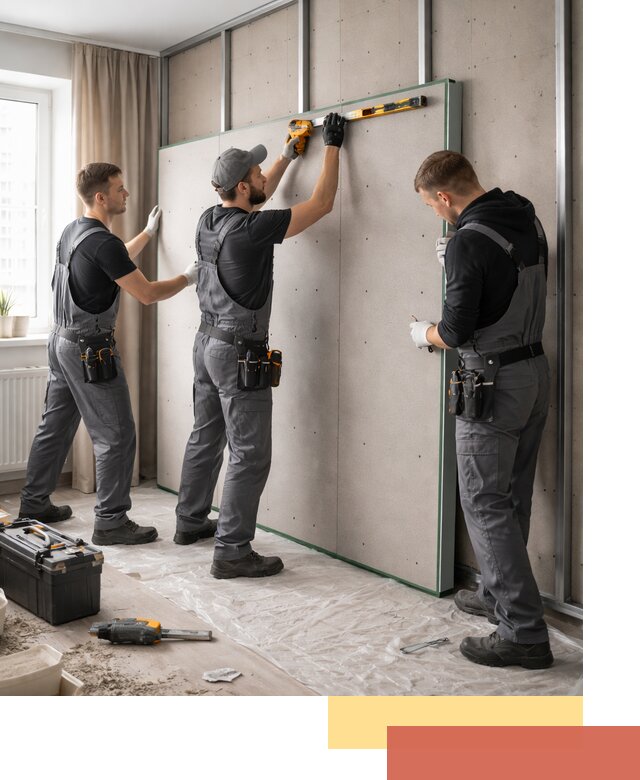 Шумоизоляция стен панелями ЗИПС в Усолье-Сибирском для жилых и коммерческих помещений