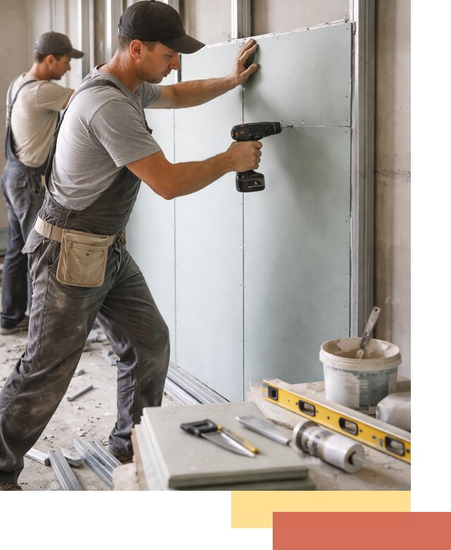 Кладка влагостойких перегородок ПГП в Усолье-Сибирском