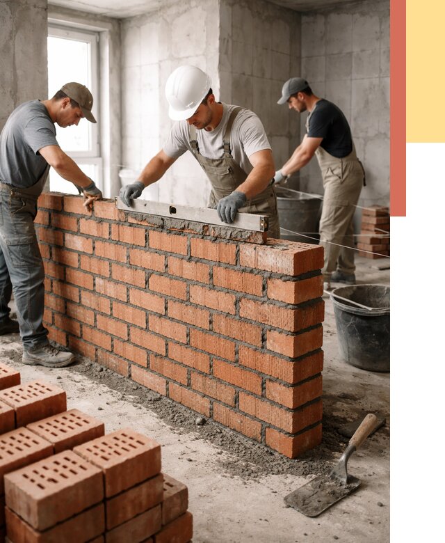 Кладка перегородок из кирпича в Усолье-Сибирском от 3612 руб. за м² | ОТДЕЛОЧНИК-Сль