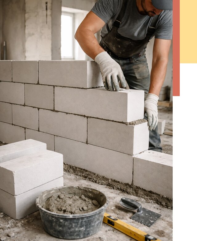 Кладка перегородок из силикатного блока в Усолье-Сибирском от 4128 руб. под ключ | ОТДЕЛОЧНИК-Сль