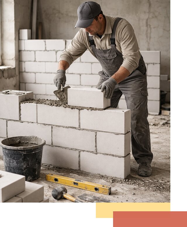 Кладка перегородок из силикатного блока в Усолье-Сибирском