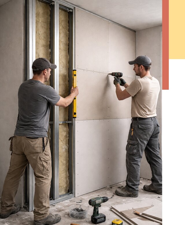 Монтаж двухслойной перегородки из гипсокартона в Усолье-Сибирском от 1496 руб. | ОТДЕЛОЧНИК-Сль