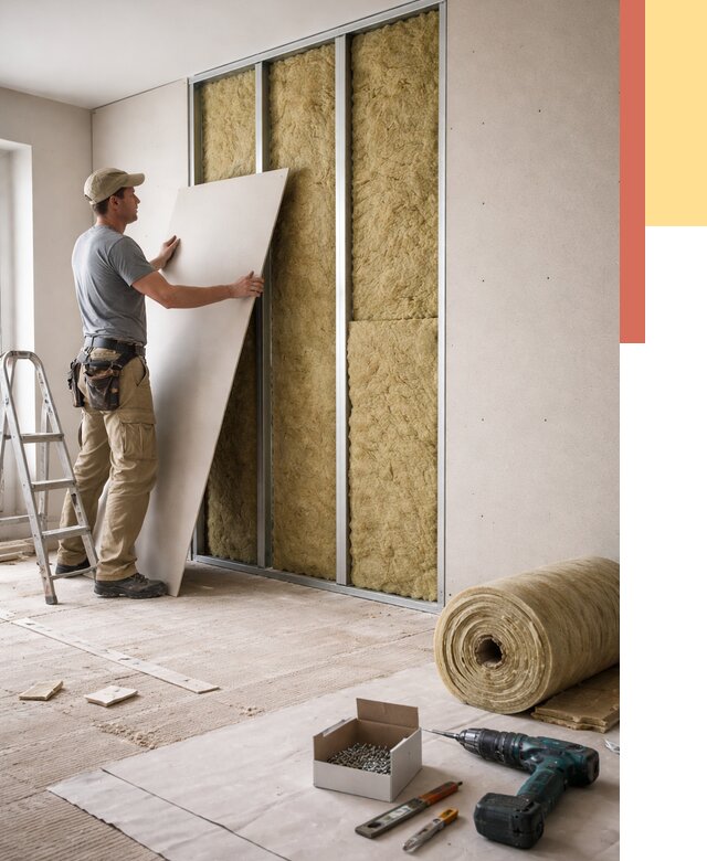 Перегородка из гипсокартона с шумоизоляцией в Усолье-Сибирском от 3220 руб. | ОТДЕЛОЧНИК-Сль