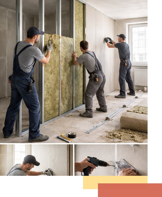 Перегородка из гипсокартона с шумоизоляцией в Усолье-Сибирском — монтаж под ключ