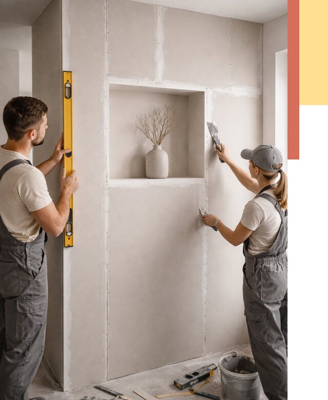 Перегородка из гипсокартона с нишей в Усолье-Сибирском от 3354 руб. под ключ | ОТДЕЛОЧНИК-Сль