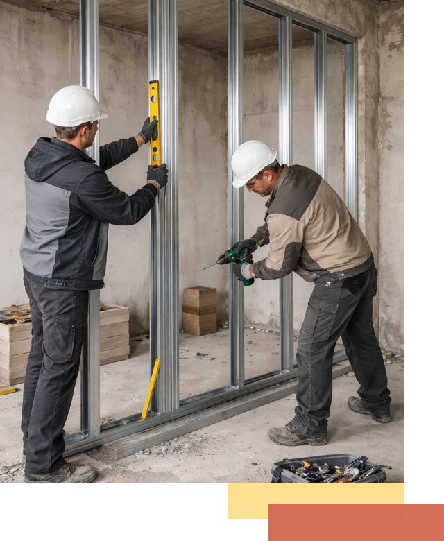 Монтаж каркаса перегородки из профиля в Усолье-Сибирском