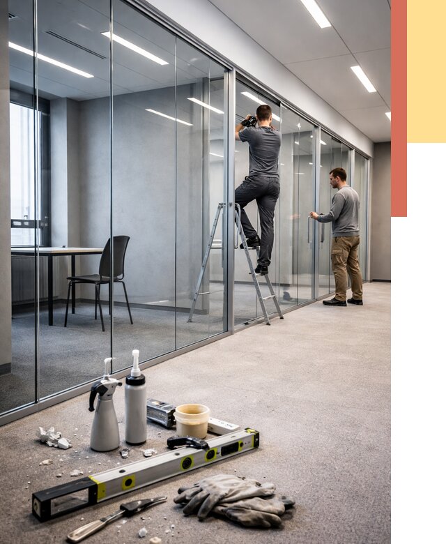 Стеклянные офисные перегородки в Усолье-Сибирском от 8772 руб. — монтаж и установка | ОТДЕЛОЧНИК-Сль