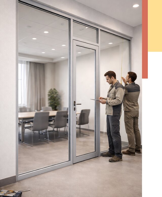 Установка и монтаж алюминиевых перегородок со стеклом в Усолье-Сибирском от 8462 руб. | ОТДЕЛОЧНИК-Сль