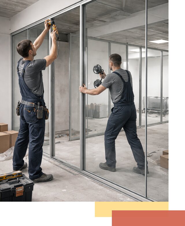 Алюминиевые перегородки со стеклом в Усолье-Сибирском — изготовление и монтаж