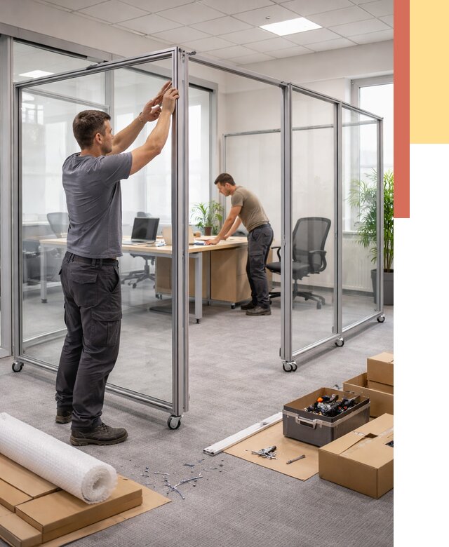 Мобильные офисные перегородки в Усолье-Сибирском от 12900 руб. — установка под ключ | ОТДЕЛОЧНИК-Сль