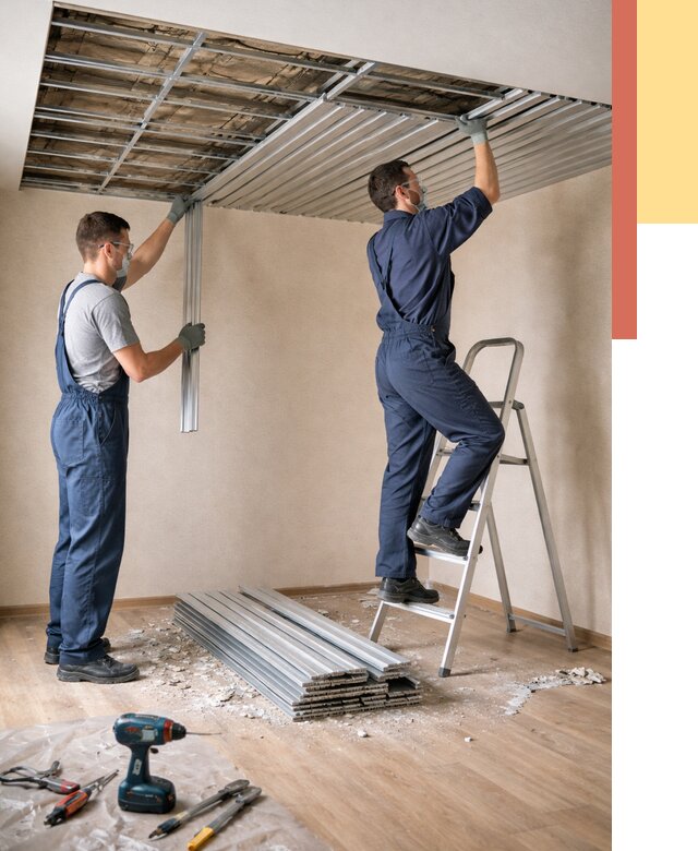 Демонтаж реечного потолка в Усолье-Сибирском от 4644 руб. быстро и недорого | ОТДЕЛОЧНИК-Сль