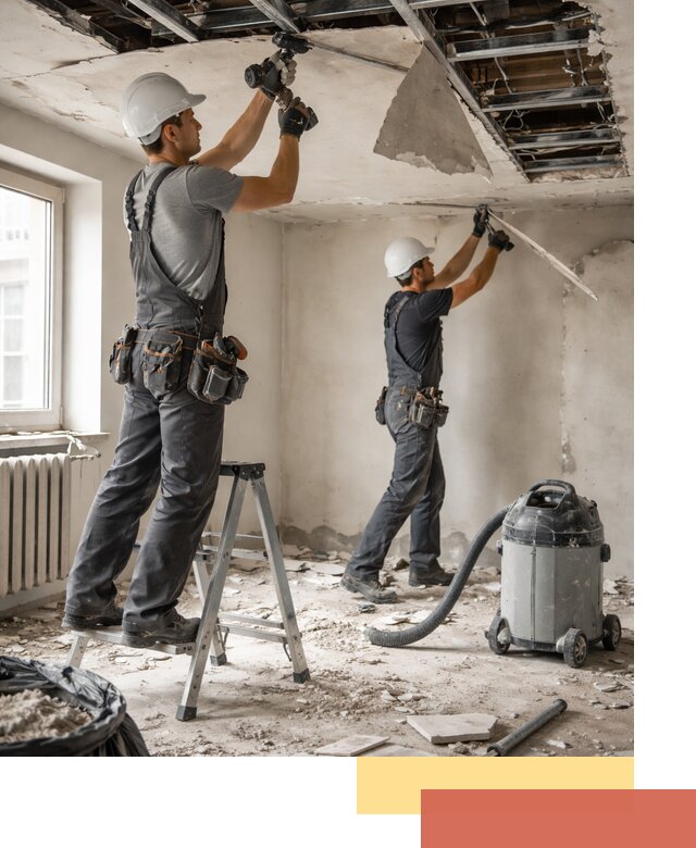 Демонтаж гипсокартонного потолка в Усолье-Сибирском быстро и аккуратно