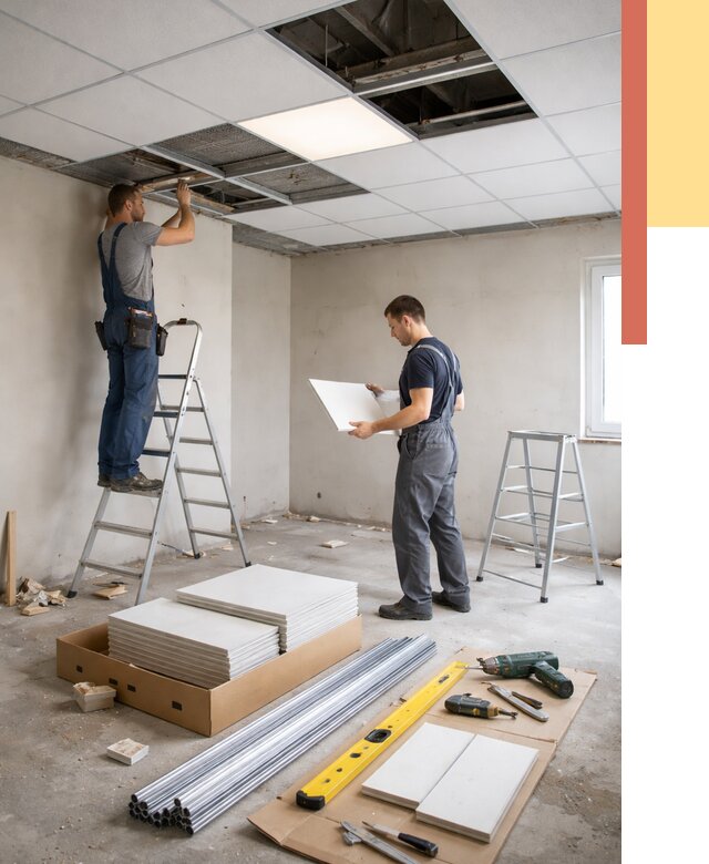 Монтаж потолка армстронг в Усолье-Сибирском от 4644 руб/м2 — быстрая установка под ключ | ОТДЕЛОЧНИК-Сль