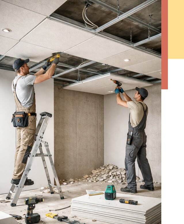 Монтаж акустического потолка в Усолье-Сибирском от 6708 руб/м2 — быстро и недорого | ОТДЕЛОЧНИК-Сль