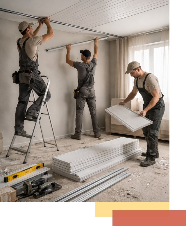 Монтаж потолка из ПВХ панелей в Усолье-Сибирском оперативно и качественно