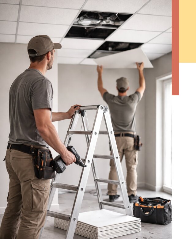 Обслуживание подвесного потолка в Усолье-Сибирском от 3612 руб. — быстро и недорого | ОТДЕЛОЧНИК-Сль