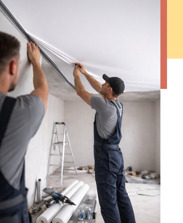 Монтаж матового натяжного потолка в Усолье-Сибирском от 4644 руб./м² — быстро и недорого | ОТДЕЛОЧНИК-Сль