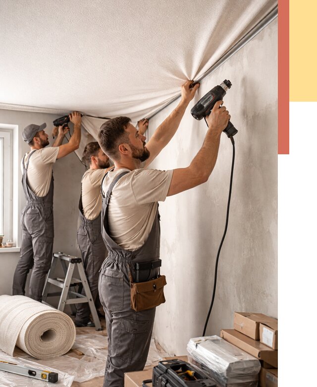 Монтаж фактурного натяжного потолка в Усолье-Сибирском от 774 руб. — ОТДЕЛОЧНИК-Сль