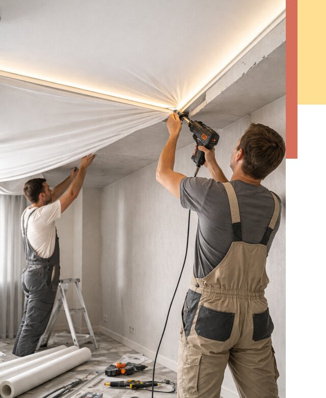 Монтаж натяжного потолка с подсветкой в Усолье-Сибирском от 980 руб. | ОТДЕЛОЧНИК-Сль