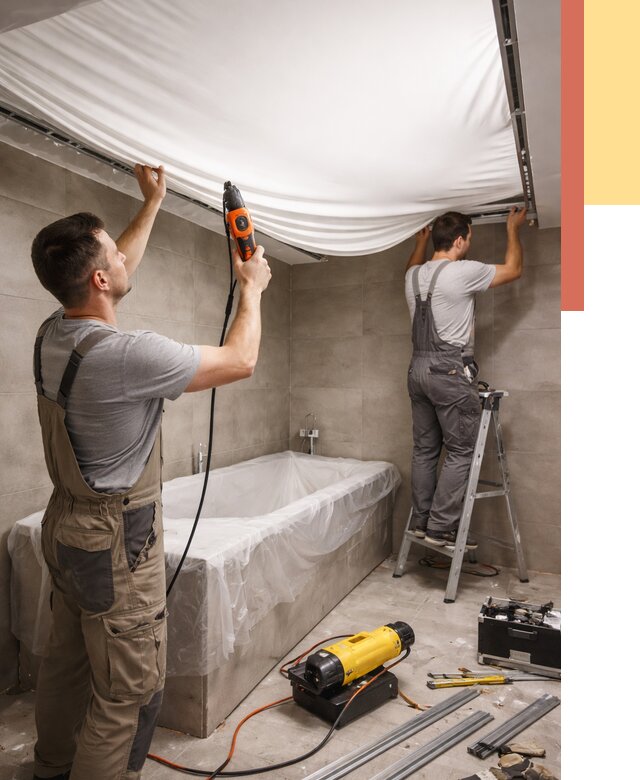 Монтаж натяжного потолка в ванной в Усолье-Сибирском от 1238 руб. под ключ | ОТДЕЛОЧНИК-Сль