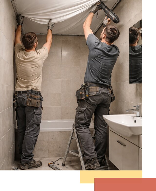 Монтаж натяжного потолка в ванной в Усолье-Сибирском быстро и качественно