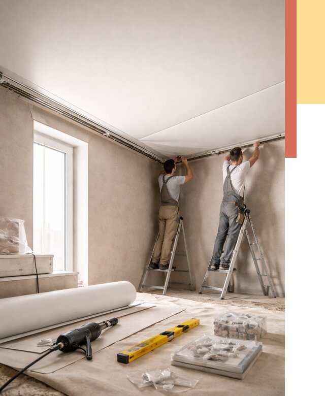 Монтаж натяжного потолка в спальне в Усолье-Сибирском от 3922 руб. под ключ | ОТДЕЛОЧНИК-Сль