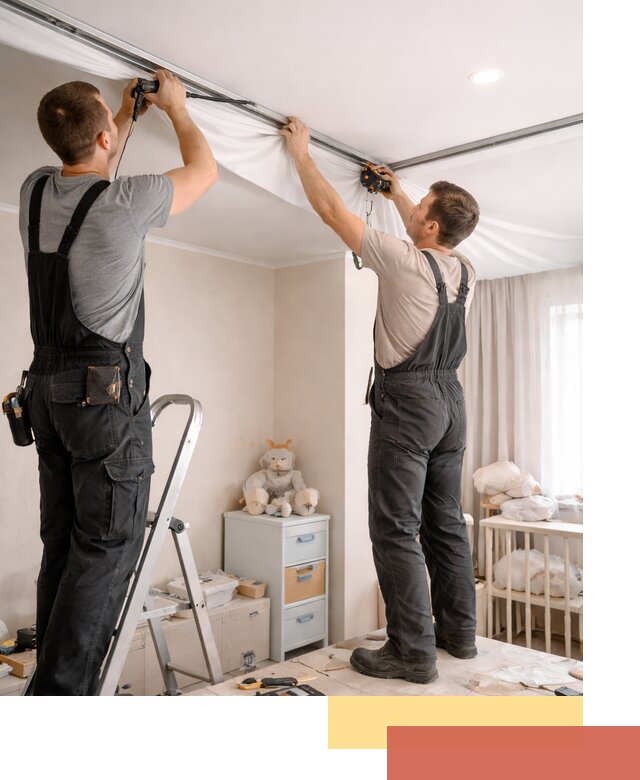 Монтаж натяжного потолка в детской комнате в Усолье-Сибирском