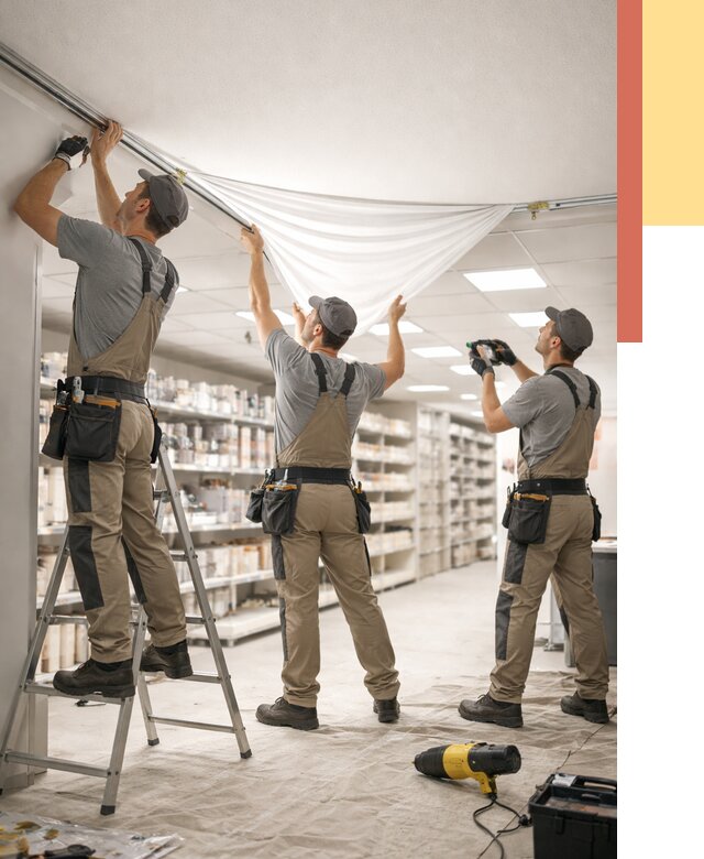 Монтаж натяжного потолка в магазине в Усолье-Сибирском от 4644 руб. быстро и недорого | ОТДЕЛОЧНИК-Сль