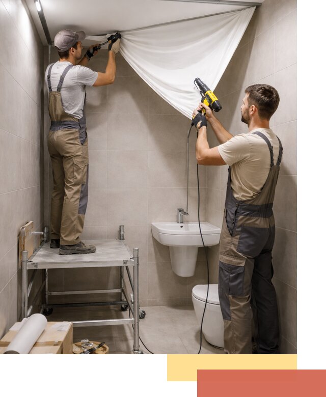 Монтаж натяжного потолка в санузле в Усолье-Сибирском